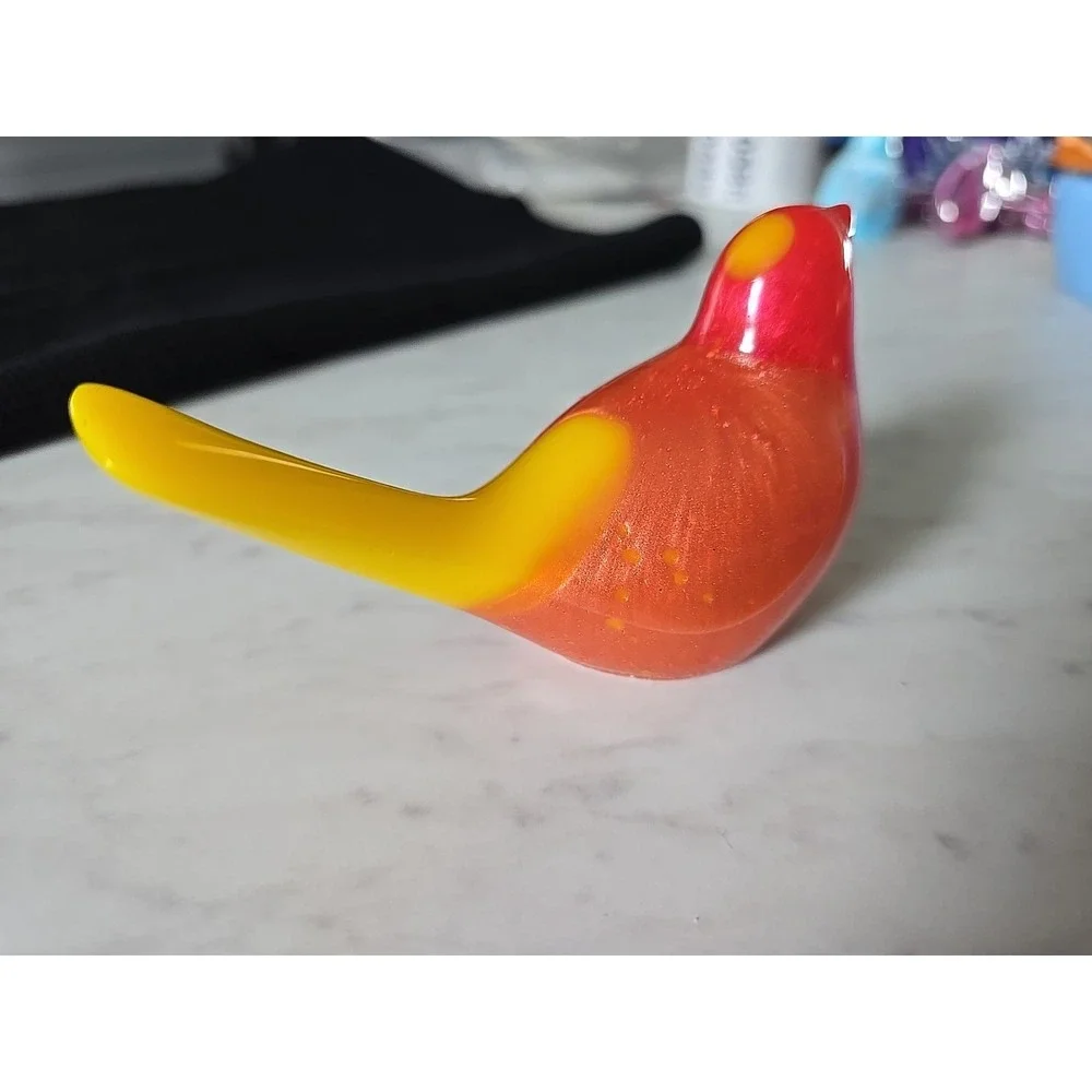 Handmade Resin Bird Red Yellow Orange Decoration Gift ‎ 588